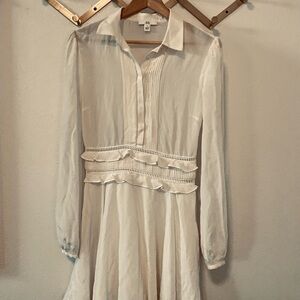 Zac Posen 100% Silk Ruffle Trim Dress Ivory Vintage 2000s Size 4 Rare